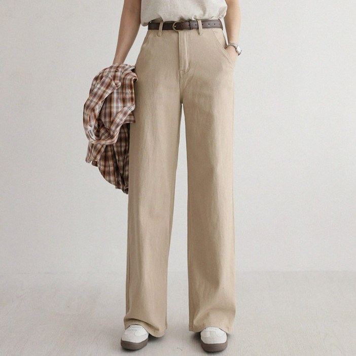 앤드스타일 여성용 롱기본숏 3단기장 딱맞진32탄 트렌디핏 코튼트윌 인밴딩 와이드 팬츠 264957