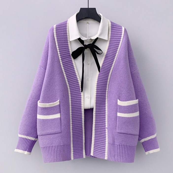 여성용 PDS패션 투라인 포켓 니트 가디건