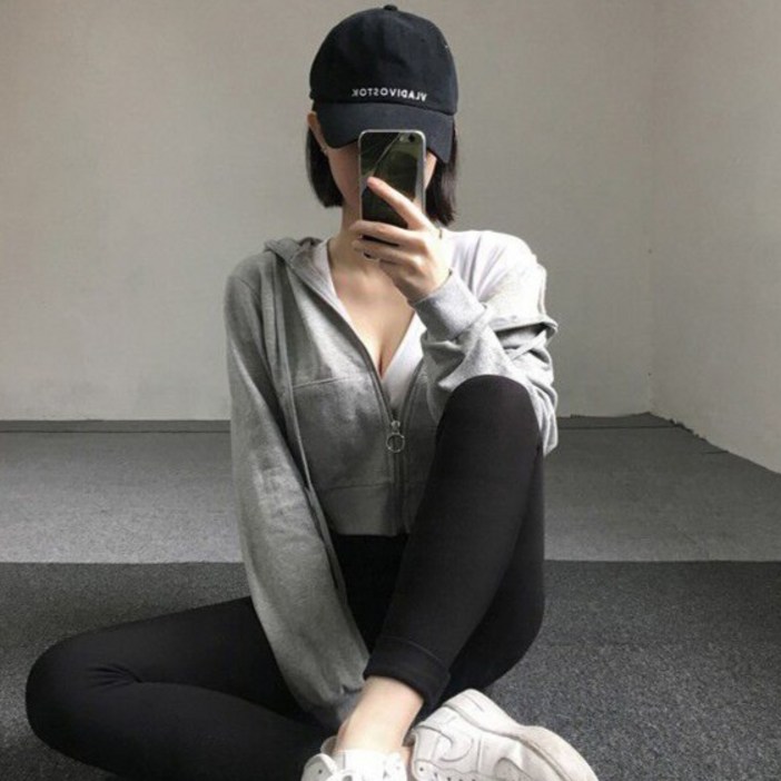 디멜디 여성용 크롭 집업 슬림핏 봄 아우터