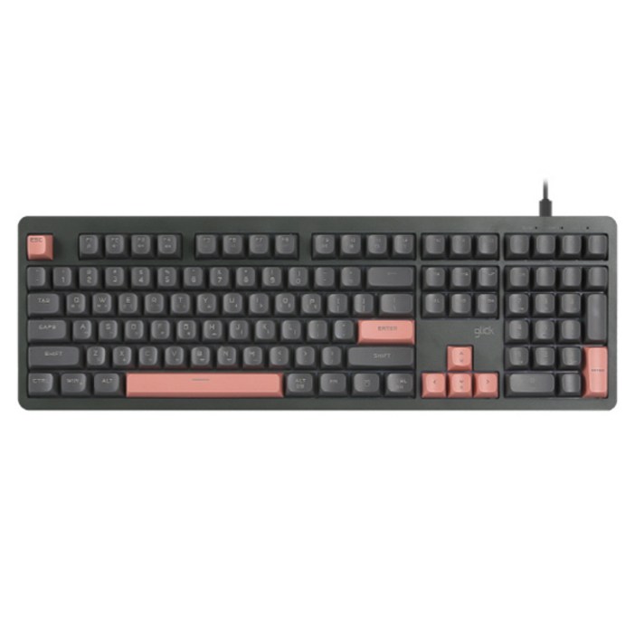 지클릭커 파도프로젝트 제주바다 풀윤활 플런저 무소음 108 유선 키보드, 머큐리 핑크, OPK108, 제조사축