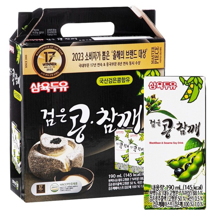 삼육두유 검은콩 참깨 두유, 190ml, 16개 삼육두유 검은콩 참깨 두유, 190ml, 16개