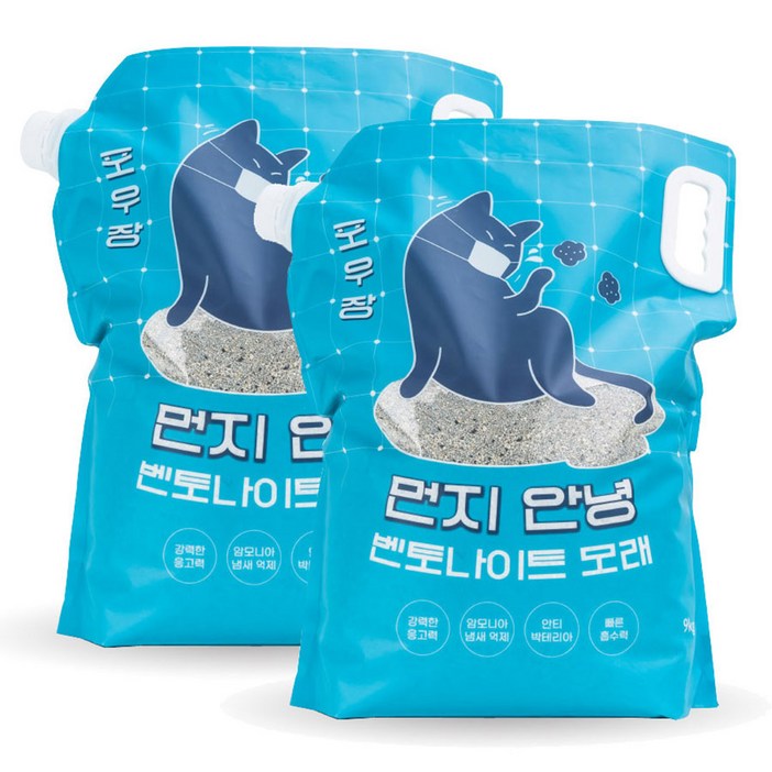 핏펫 포우장 먼지 안녕 벤토나이트 고양이 모래, 9kg, 2개 핏펫 포우장 먼지 안녕 벤토나이트 고양이 모래, 9kg, 2개