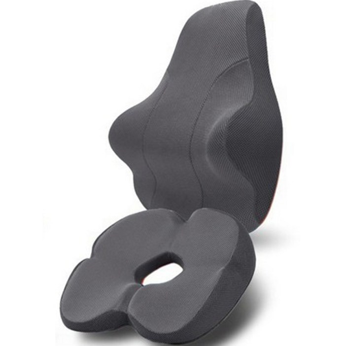 베네폼 바른자세 등받이 허리쿠션 허리소프트  힙업방석 세트, 그레이