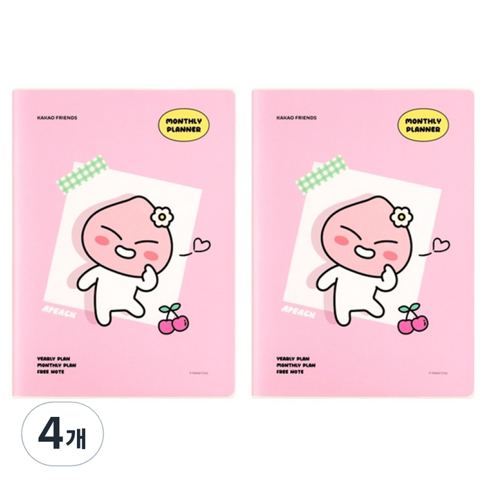 카카오프렌즈 세이치즈 A5 먼슬리 플래너, 어피치, 4개