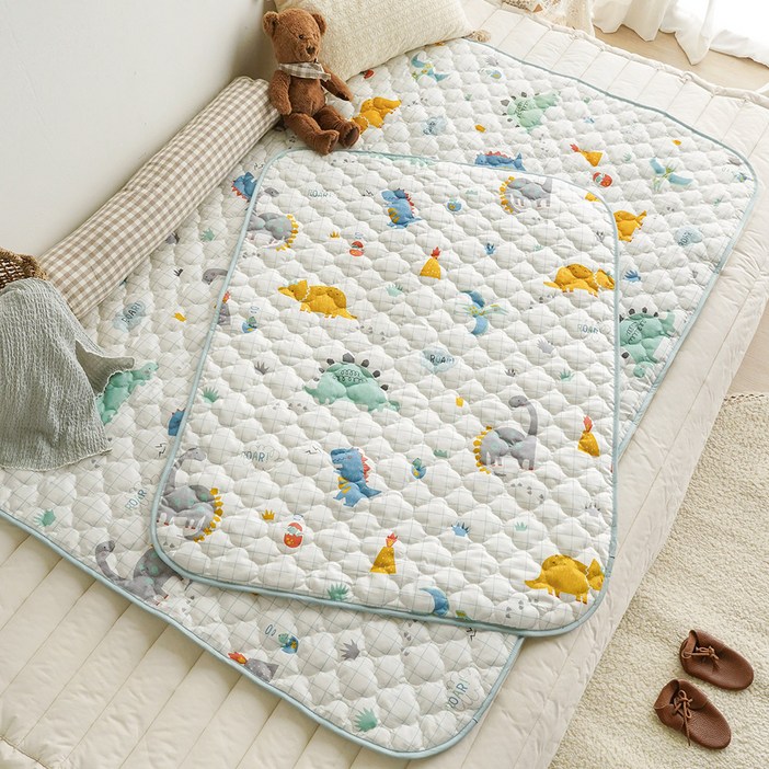 쁘리엘르 유아용 다이노 면 누비 방수 패드