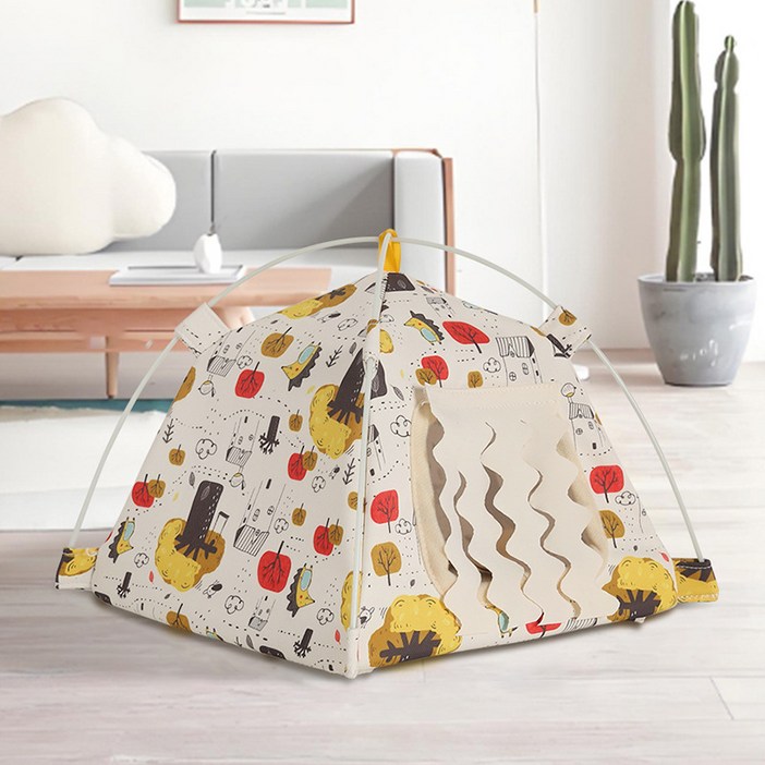 랜보어 소동물 패턴 커튼 텐트 은신처