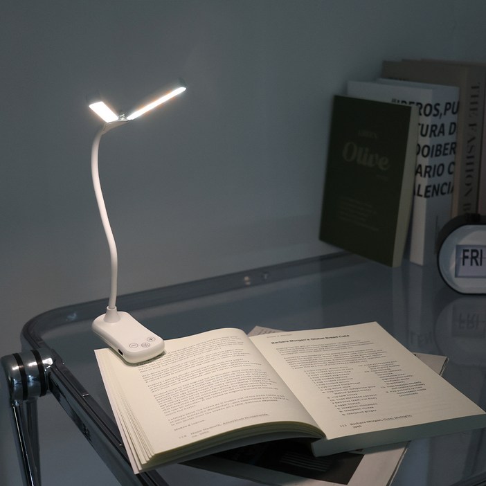 연하 무선 LED 14구 클립형 독서등, 화이트
