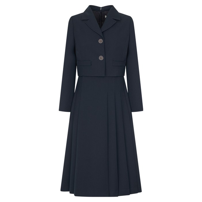 라인어디션 쥬얼버튼 언발 플리츠 원피스