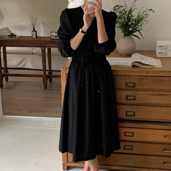 루나걸 여성용 다크리온 퍼프 밴딩 원피스 L26SPOPS122208