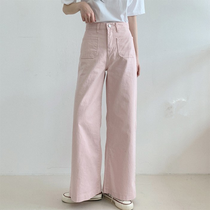 슈가펀 여성용 리델리 뒷밴딩 리얼 와이드 팬츠