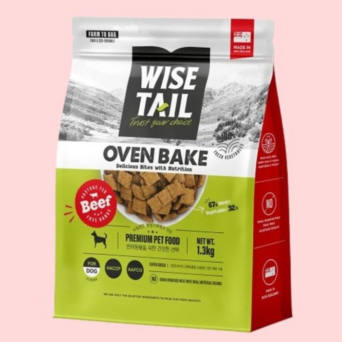 뉴질랜드 와이즈테일 오븐베이크 독 비프1.3kg 그레인프리, 1개, 1.3kg