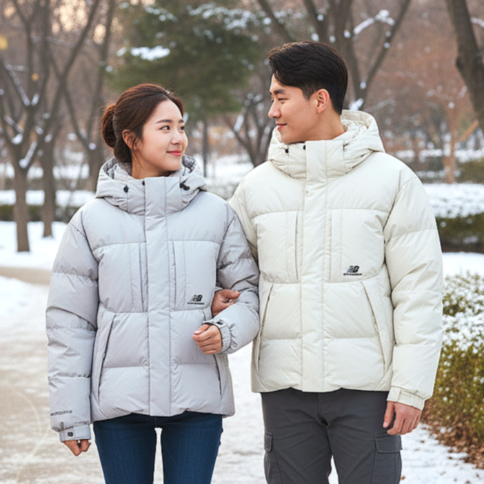 뉴발란스 남녀공용 플라잉 구스다운 숏패딩 점퍼 자켓