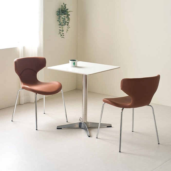 퍼니인어스 브릿지 디자인 식탁 카페 인테리어 체어 가죽 의자, 카멜브라운글로시유광, 2개 퍼니인어스 브릿지 디자인 식탁 카페 인테리어 체어 가죽 의자, 카멜브라운글로시유광, 2개