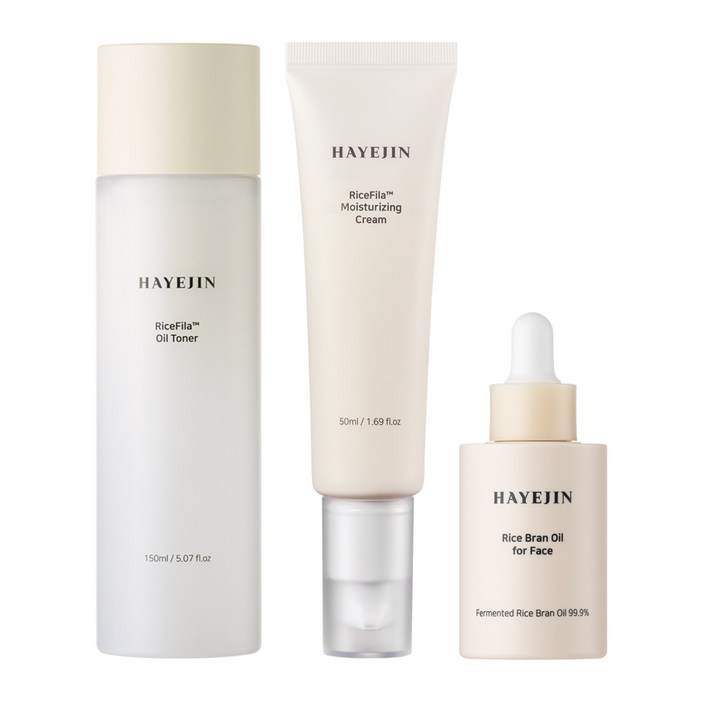 하예진 쌀겨 3종 기프트 세트 토너150ml보습50ml크림페이스오일30ml케이스쇼핑백, 1세트