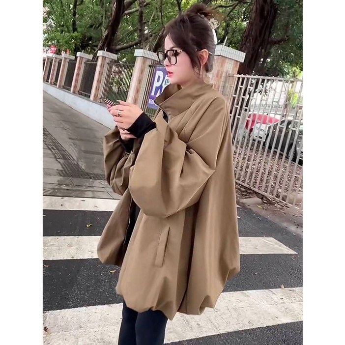 COSYEVNO 여성 트렌치코트 가을 하프 퍼프소매 루즈핏 캐주얼 코트 CXJwt-05