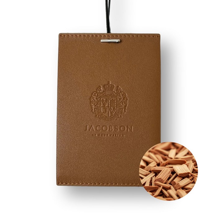 제이콥슨 천연소가죽 피톤치드 탈취 차량용 방향제 샤쉐타입 [+리필SET], 1세트, 카멜 (머스크+바닐라)