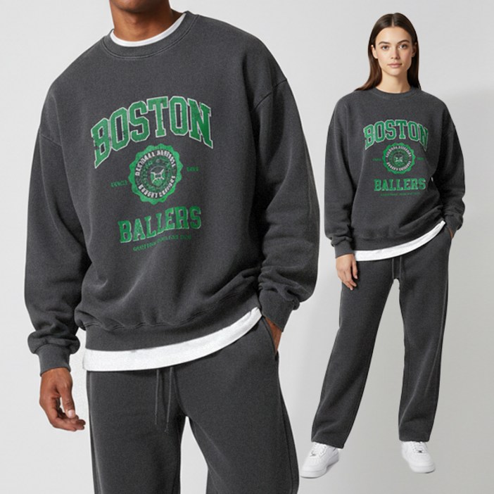 리얼슬로우 남녀공용 BOSTON 피그먼트 오버핏 맨투맨