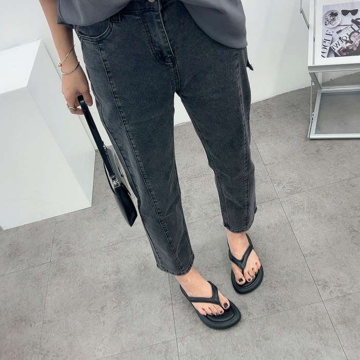 에브리룩 절개 라인 스판 굿 뒷밴딩 데님 청바지M2XL