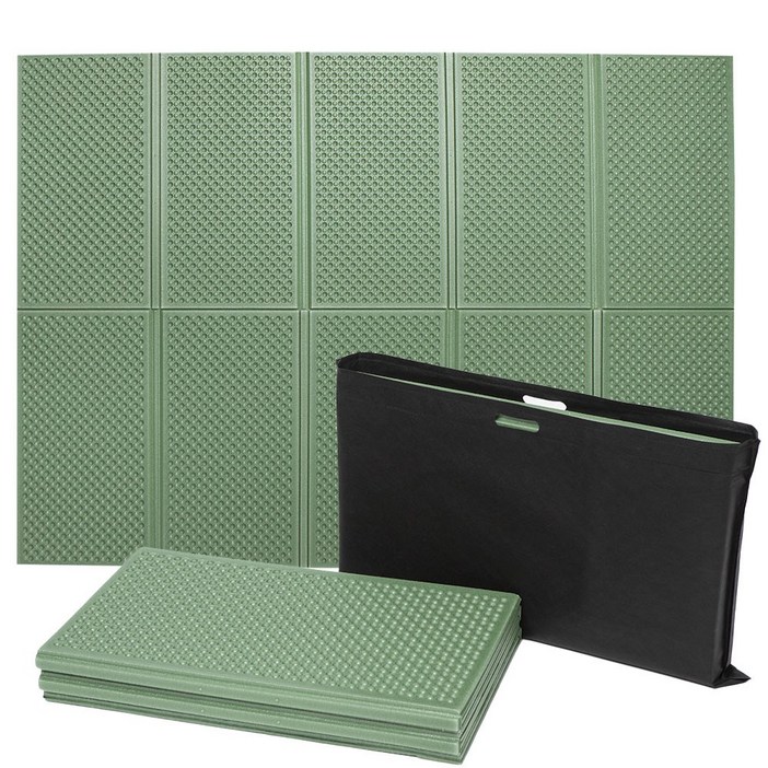 쿠셔니 캠핑매트 2단 엠보싱 발포매트 차박매트 + 보관가방 (중형 200cmx140cm 2인용), 카키