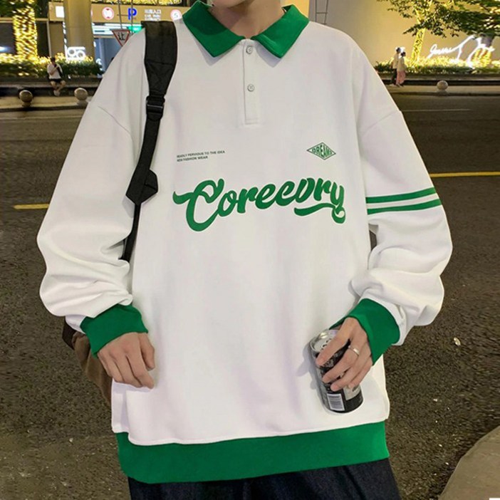 스몰더 남성용 오버핏 카라 맨투맨 티셔츠 1345