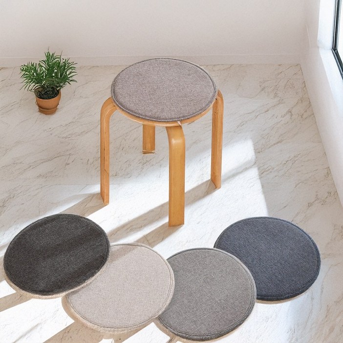 CONI 논슬립 원형방석 40cm 착붙딱붙 완전고정밴드 스툴 식탁 벤치 카페 사무실 동그란방석