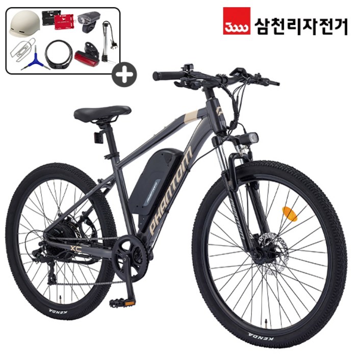 삼천리 완조립 2024 팬텀 XC 27.5인치 8단 파스 스로틀 MTB 전기자전거 15Ah, 24년형_다크실버