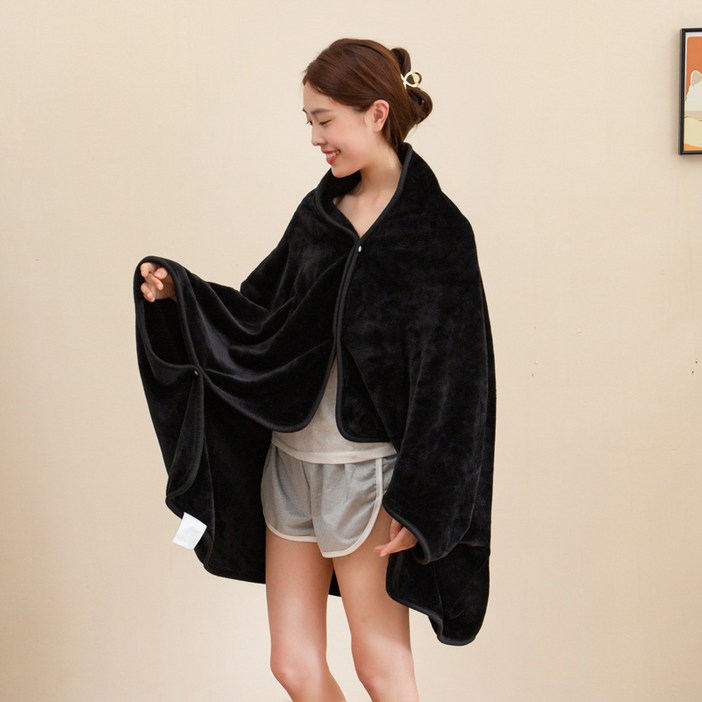 슈비리아 똑딱이담요 망토이불 입는 비행기담요