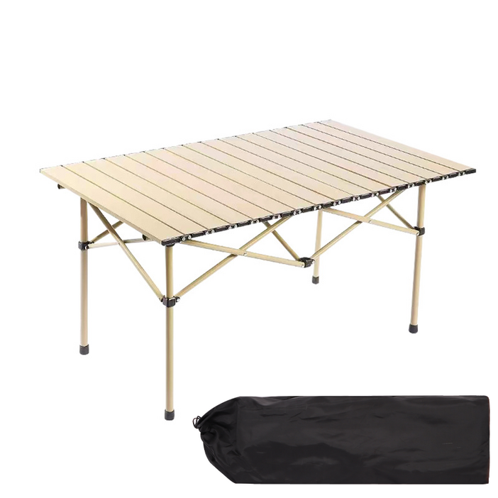 디프 접이식 캠핑 롤 테이블 휴대용 경량, 베이지