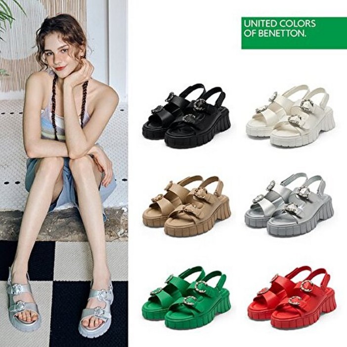 베네통 BENETTON 시그니처 크리스탈 샌들