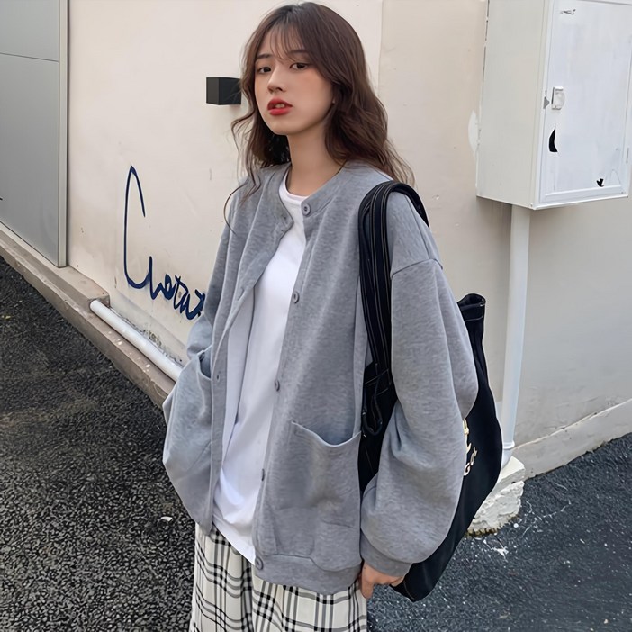 소비르 루즈핏 무지 가디건