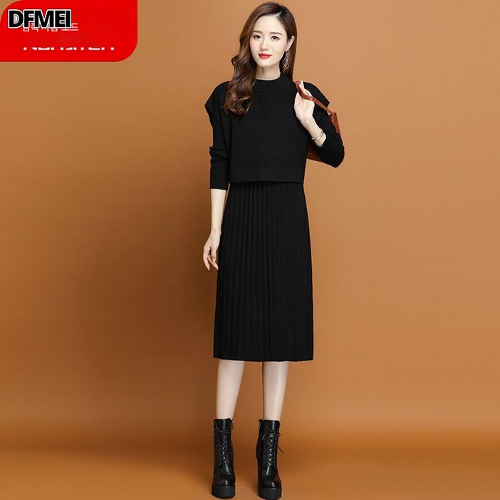 DFMEI 프리미엄 울 니트 투피스 원피스 여성 레깅스 스커트 DFMEI 프리미엄 울 니트 투피스 원피스 여성 레깅스 스커트