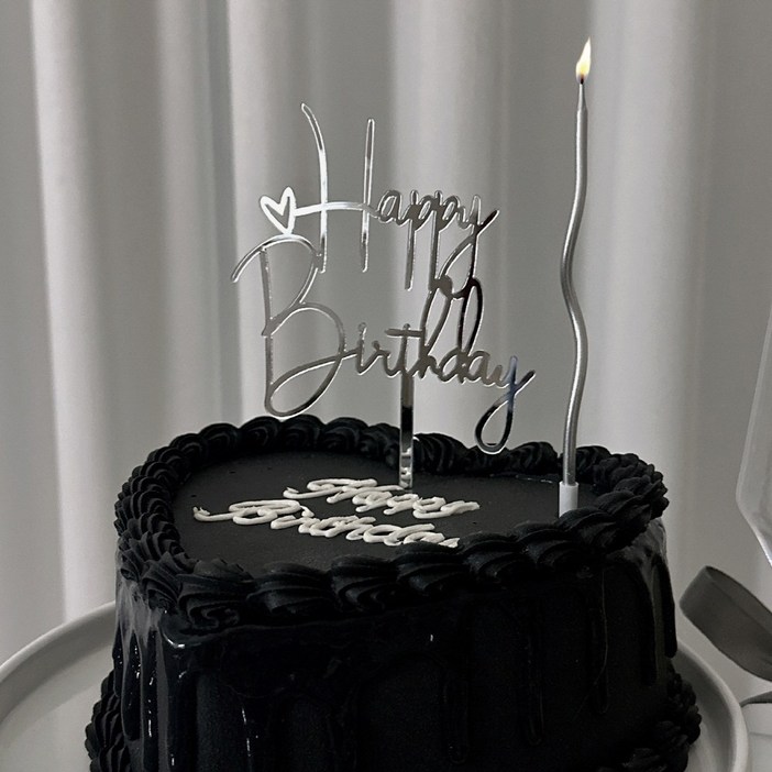 실버 생일 케이크토퍼케이크초 세트