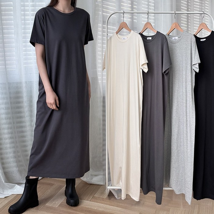 aob 국내제작 편한 면원피스 롱 여름 빅사이즈 캐주얼원피스