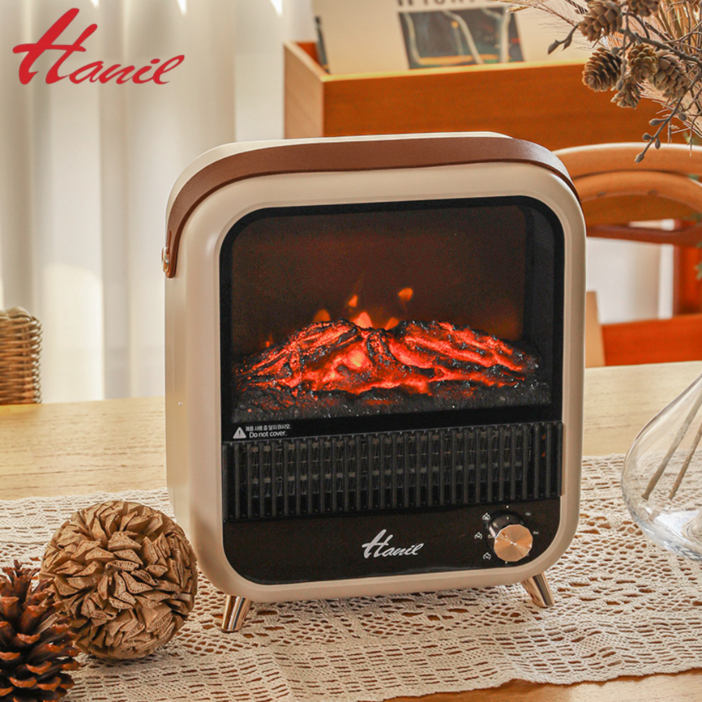 한일전기 캠핑용 사무실 탁상용 불멍 무드등 히터 미니 소형 PTC 온풍기