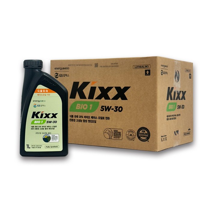 킥스 Kixx BIO 1 5W-30 친환경 합성엔진오일, 4개, 1L
