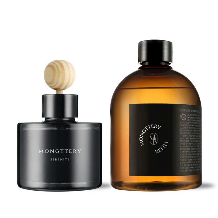 몽때리 차량용 방향제 대용량 리필세트 자동차 디퓨저 120ml+300ml
