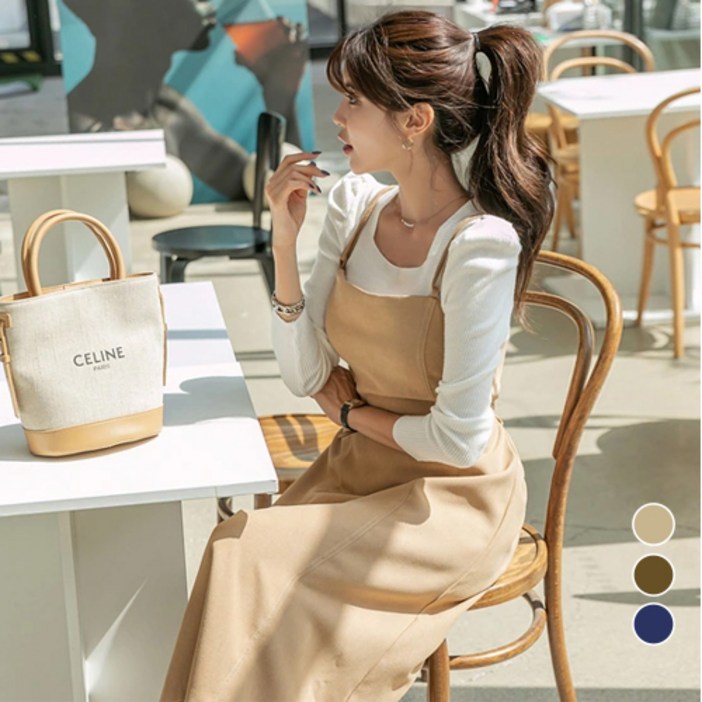 나크21  뷔스티에 플레어 롱 원피스 DM33O01