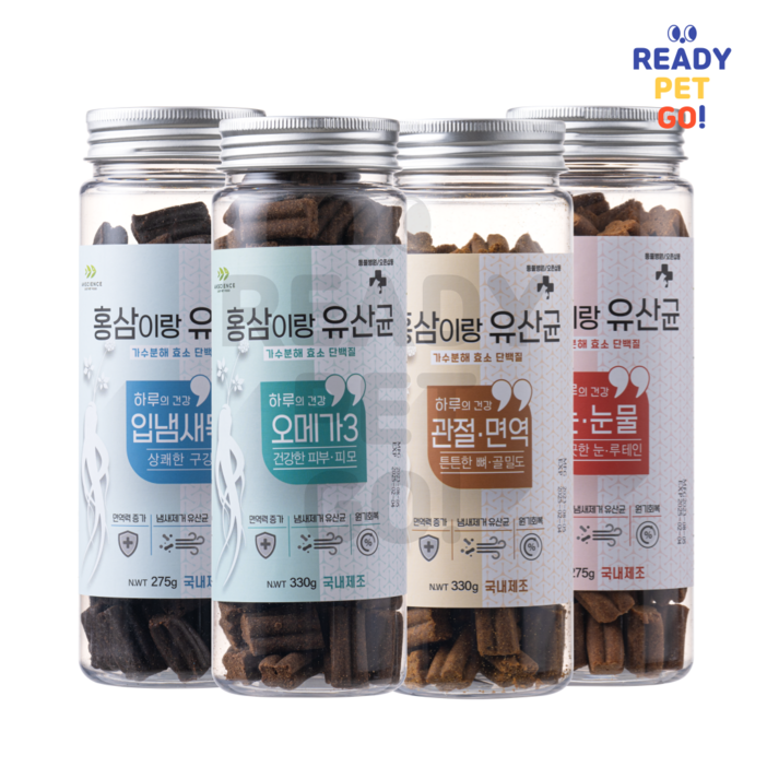 국내산제조 동물병원간식 홍삼이랑유산균 강아지 가수분해 영양간식 4종, 눈눈물, 300g, 1개