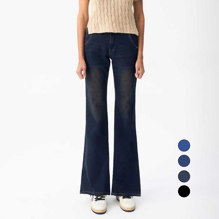 엘블로썸 여성 숏,기본,롱 스판 와이드 부츠컷 히든밴드 청바지