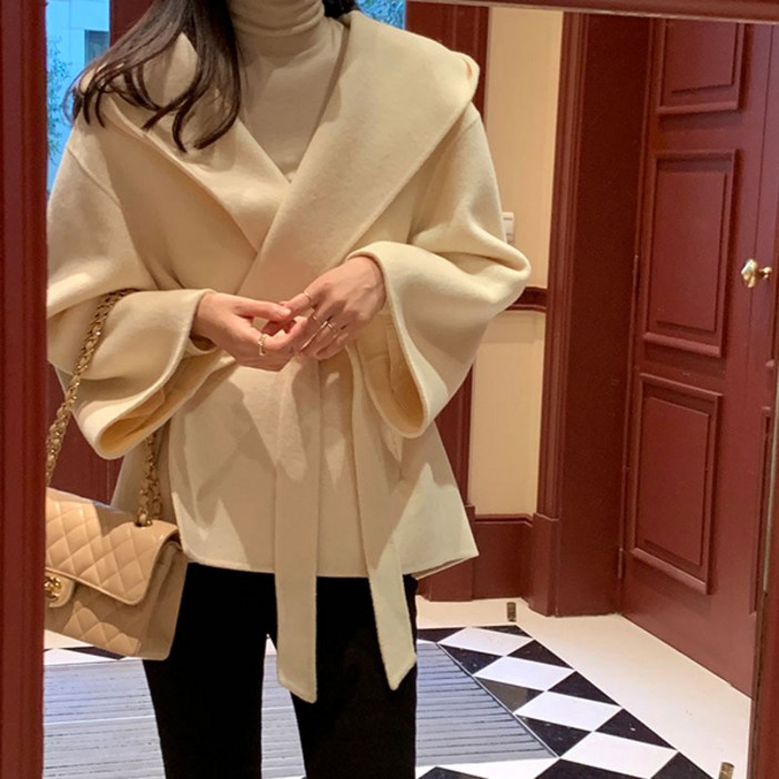 텐미닛스타일 심플클래식 프렌치 모던룩 케이프 샤인즈 하프코트 2color