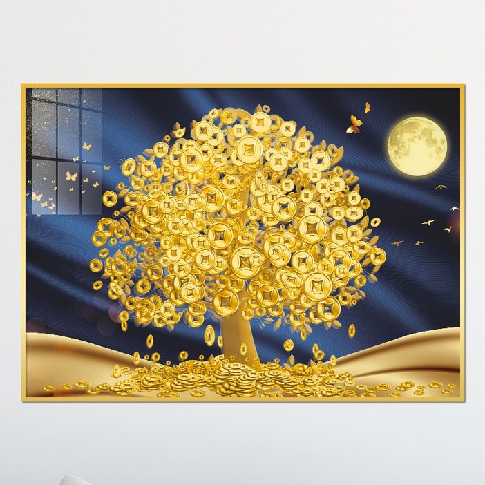 아트블루 부자되는 황금 코인 나무 그림 풍수 인테리어 소품 액자 아트블루 부자되는 황금 코인 나무 그림 풍수 인테리어 소품 액자