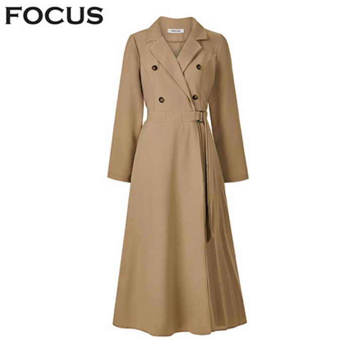 더블 버튼 트렌치 랩 플리츠 원피스VFI5F1OP3181