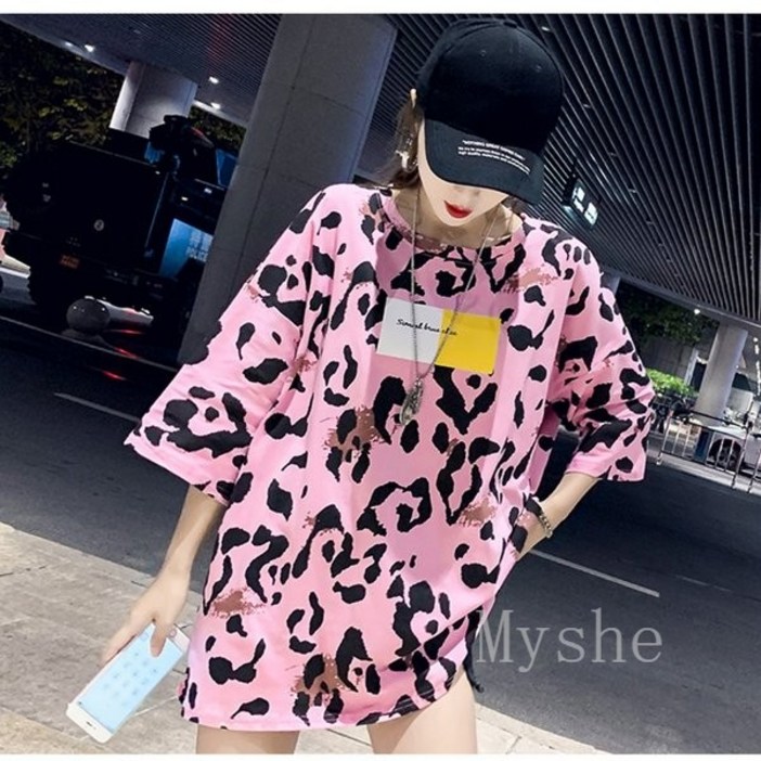 Myshe여성 신상 롱 반팔 티셔츠 원피스 박스티 면티 B6 S100721