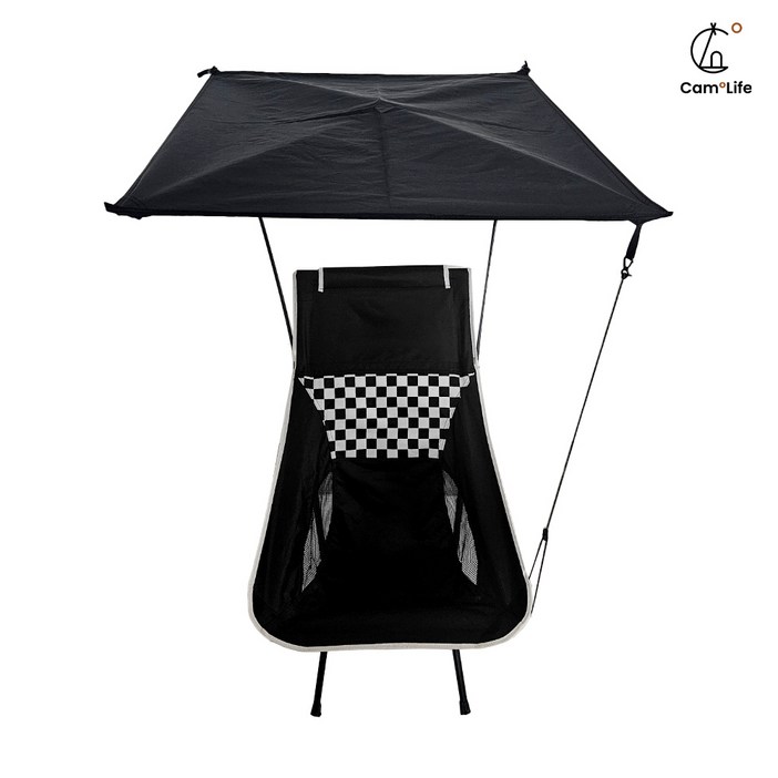 캠생 캠핑의자 쉐이드 그늘막 파라솔 헬리녹스 선셋체어 체어원, 1개, 캠핑의자 그늘막_블랙