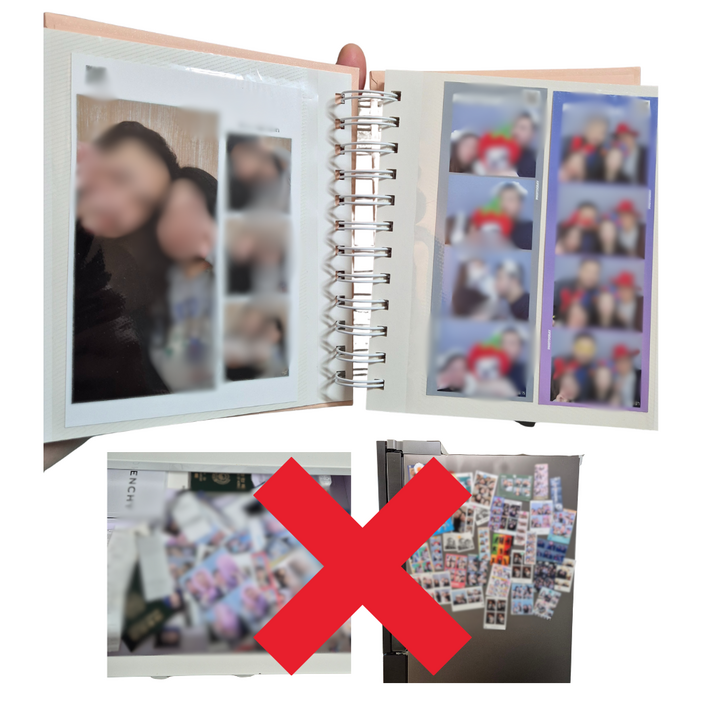 미루아 인생네컷 앨범 포토북 포켓 사진첩 네컷 앨범 폴라로이드 초음파, 50매, 펄핑크