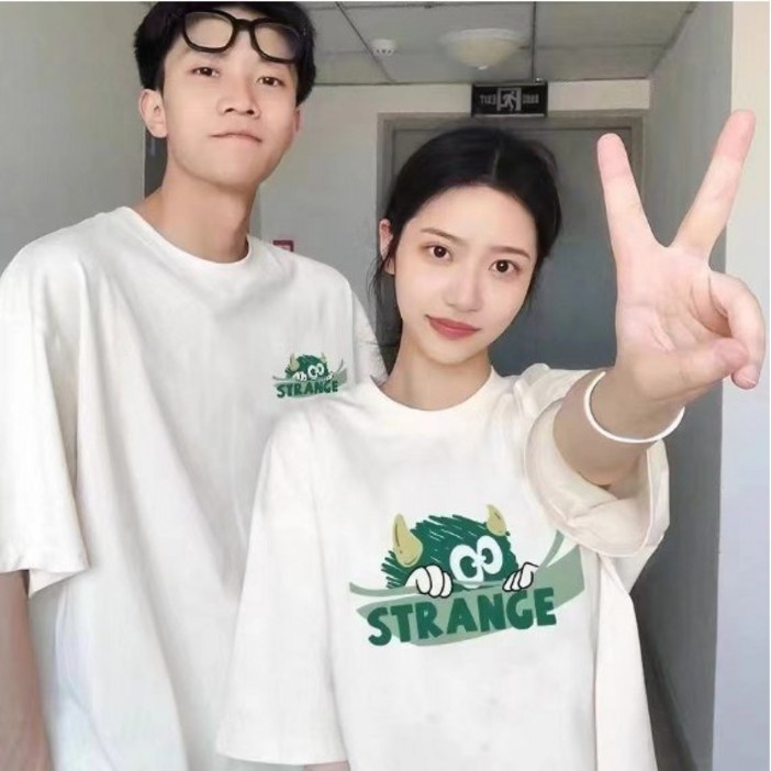 순면 코튼 귀여운 몬스터 커플반팔티