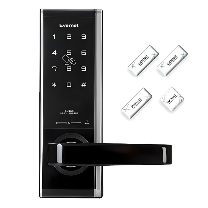에버넷 무타공 디지털 손잡이 있음 도어락 세트