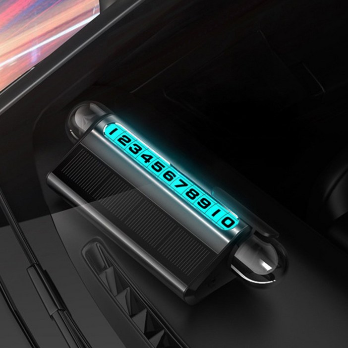 HK sell 이터널 LED 태양광 자동차 전화번호판 주차 연락처 비상키트, 블랙, 1개