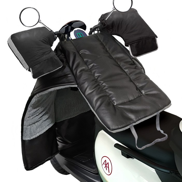 내일마켓 프리미엄 가죽 방한패딩핸들워머 SET 오토바이 전기자전거 방한토시 무릎 담요 바람막이 방한복 방수커버