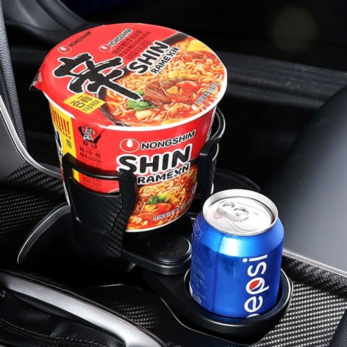 늘주말 두 잔 동시 거치 확장형 차량용 큰 컵홀더, 블랙, 1개